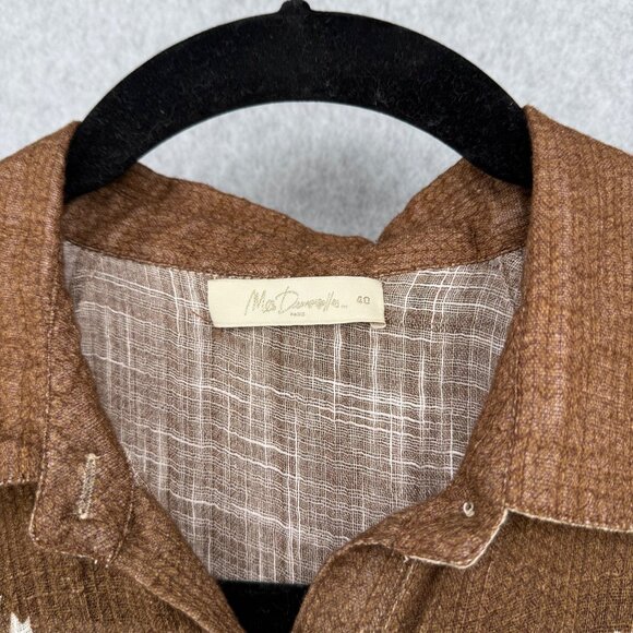 Mes Demoiselles Chevin Blouse Size FR 40/US 8 Neutral Peruvian Pattern Bat Wing - Picture 7 of 14